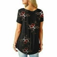 thumbnail image 4 of Fiomva Women Summer Casual Floral V Neck Short Sleeve T-Shirt, 4 of 5