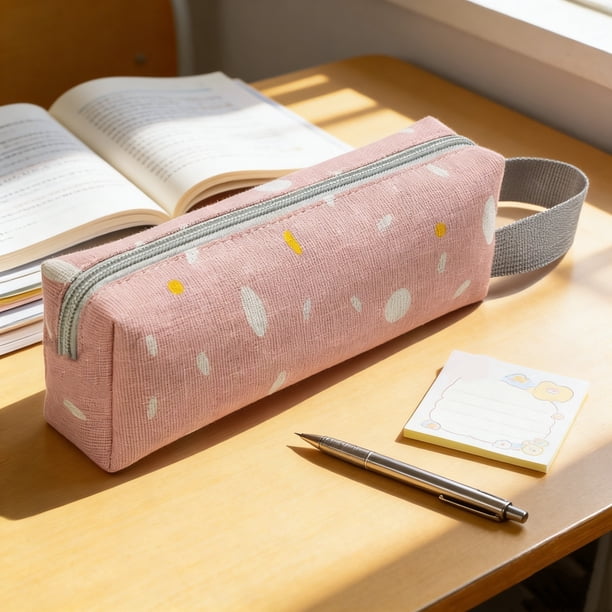 Minimalists Canvas Pencil Case Large Capacity Stationery Organizer Pouch Simples Zipper Pen Bag For Students Adults Office School Supplies