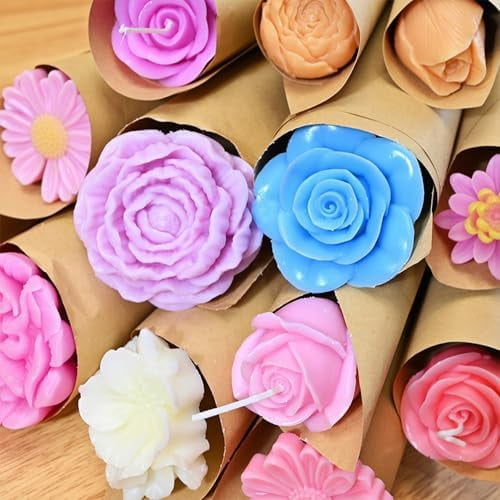 6 Pcs Flower Candle Making Mold Silicone 3D Rose Butterfly Molds Kit De Rosas Silicona para Velas for Candle Bouquet DIY, Wax, Soap, Epoxy Resin, Clay Craft Home Decor Valentine's Day Gift