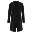 thumbnail image 2 of LEKODE Long Duster Cardigan Open Front Drape Fit Long Sleeve Dual Side Pockets Lightweight Office Layering Cover Up Black L, 2 of 8
