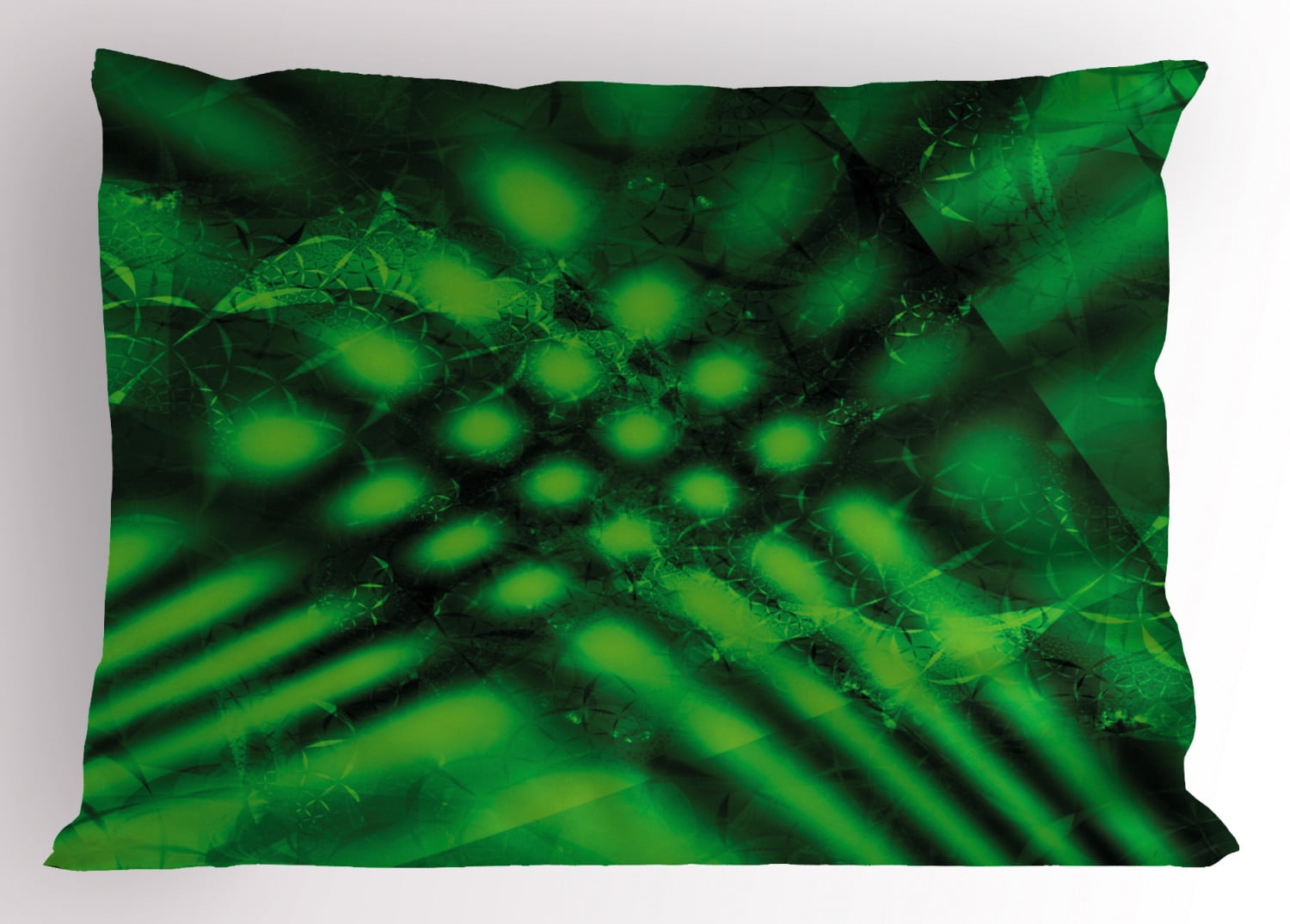 Lime Green Pillow Sham Psychedelic Abstract Blurry Shade Formless