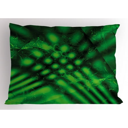 Lime Green Pillow Sham Psychedelic Abstract Blurry Shade Formless