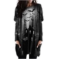 thumbnail image 1 of Automne des Femmes Grande Taille Robes Tendance Col Rond Halloween Imprimé Manches Longues Ample Coupe Dress, 1 of 4