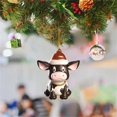 thumbnail image 4 of AUDeals ‌Christmas Cow Car Ornament Cute Dairy Cow Rearview Mirror Charm for Car Interior Decorations Acrylic Hanging Pendant Festive Holiday Gift Idea‌, 4 of 6