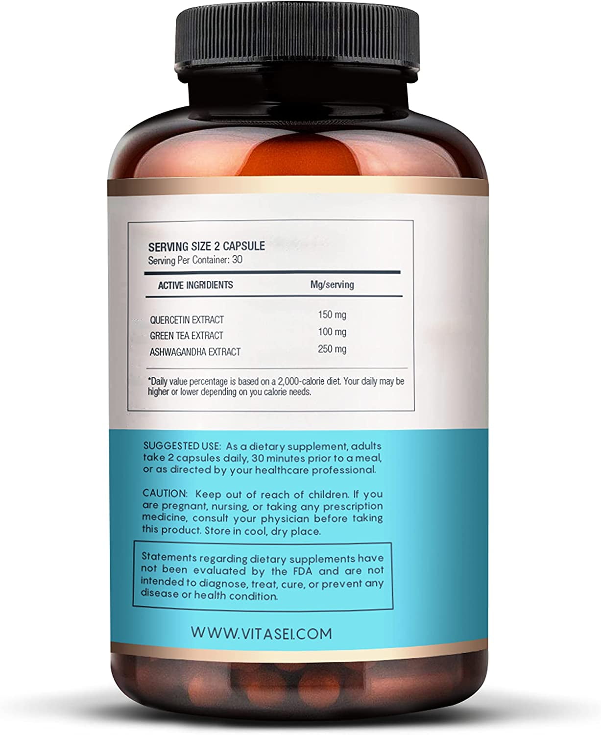 Vitasei IQ Complex AM Brain Booster Brain Supplement for Memory & Focus-Energy & Cognitive Capsules W/Ashwagandha,Quercetin & Green Tea,Memory Pills for Mental Clarity,Mental Focus- 60 Capsules (2pck)