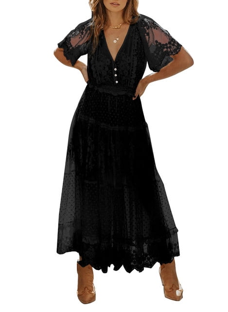 Dokotoo Women's Black Summer Boho Lace 