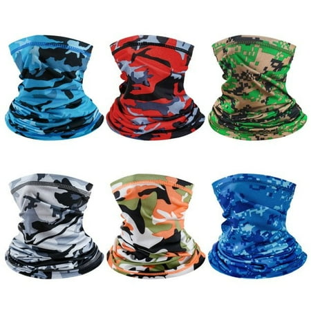 6 Pcs Neck Gaiter Face Mask Breathable Masks Face Scarf Cover Balaclava Bandana Headband for men