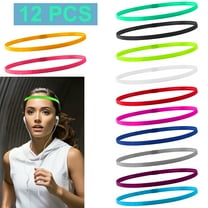 12 Pcs Non-Slip Elastic Sport Headbands, Thin Exercise Hair Bands Anti Slip Grip Elastic Rope for Men Women Football Running Workout Yoga (Multiple colors)