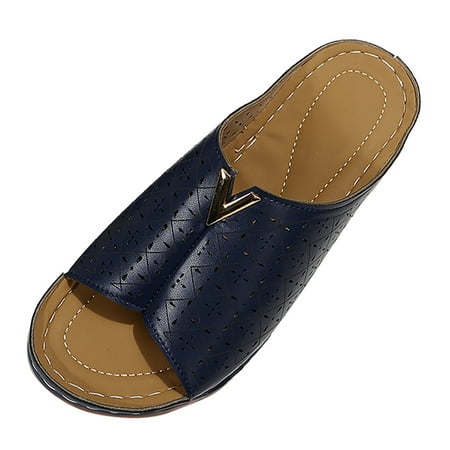

Fsqjgq Casual Sandals Women Women s Sandels Fashion Women Summer Solid Wedges Breathable Slip On Open Toe Sandals Comfortable Beach Shoes Slippers Size 40 Bronze