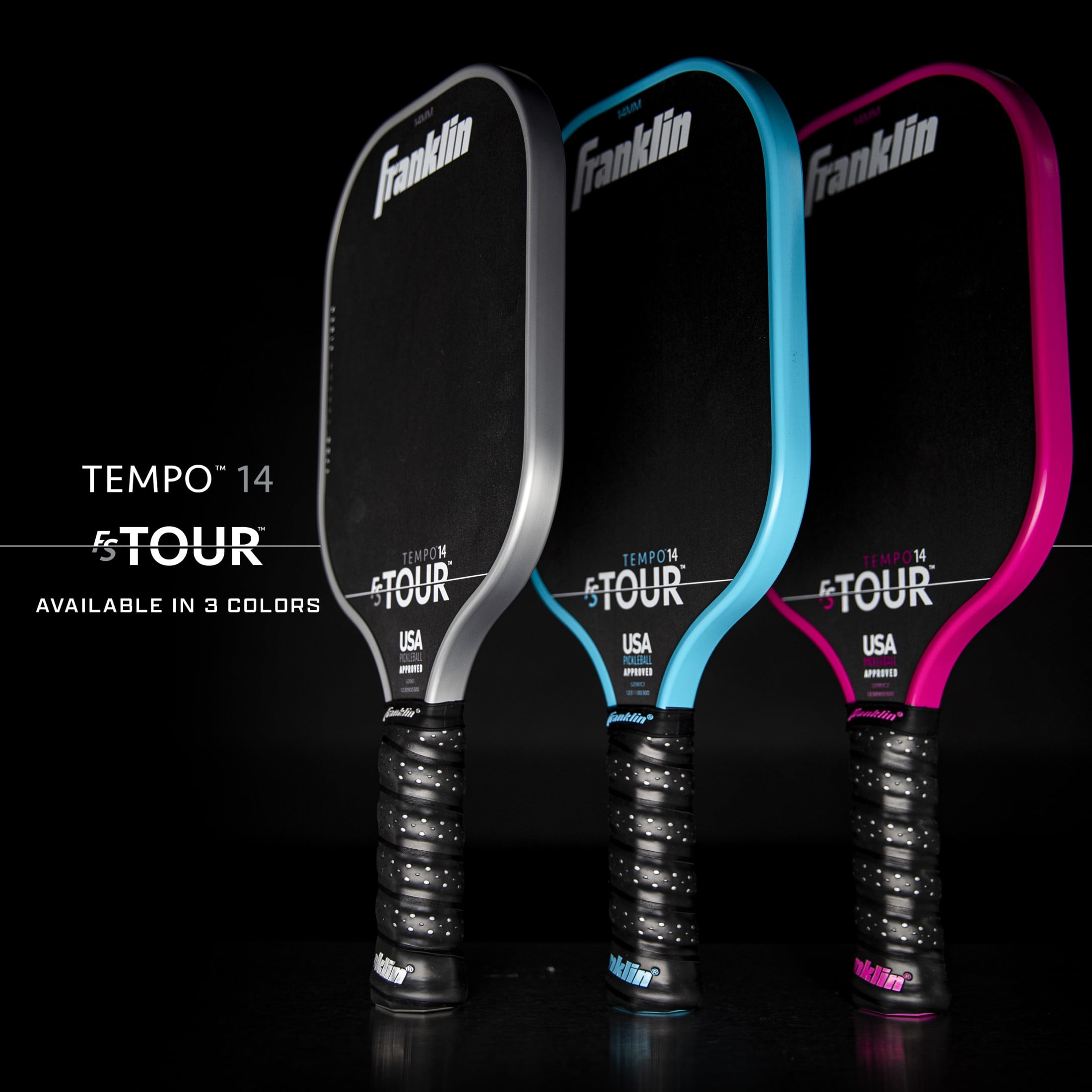 Franklin Sports Pro Pickleball Paddles - FS Tour Series Carbon Fiber Pickleball Paddles - Official USA Pickleball (USAPA) Approved Paddles - Tempo Pro Player Paddle - 14mm Polymer Core - Gray