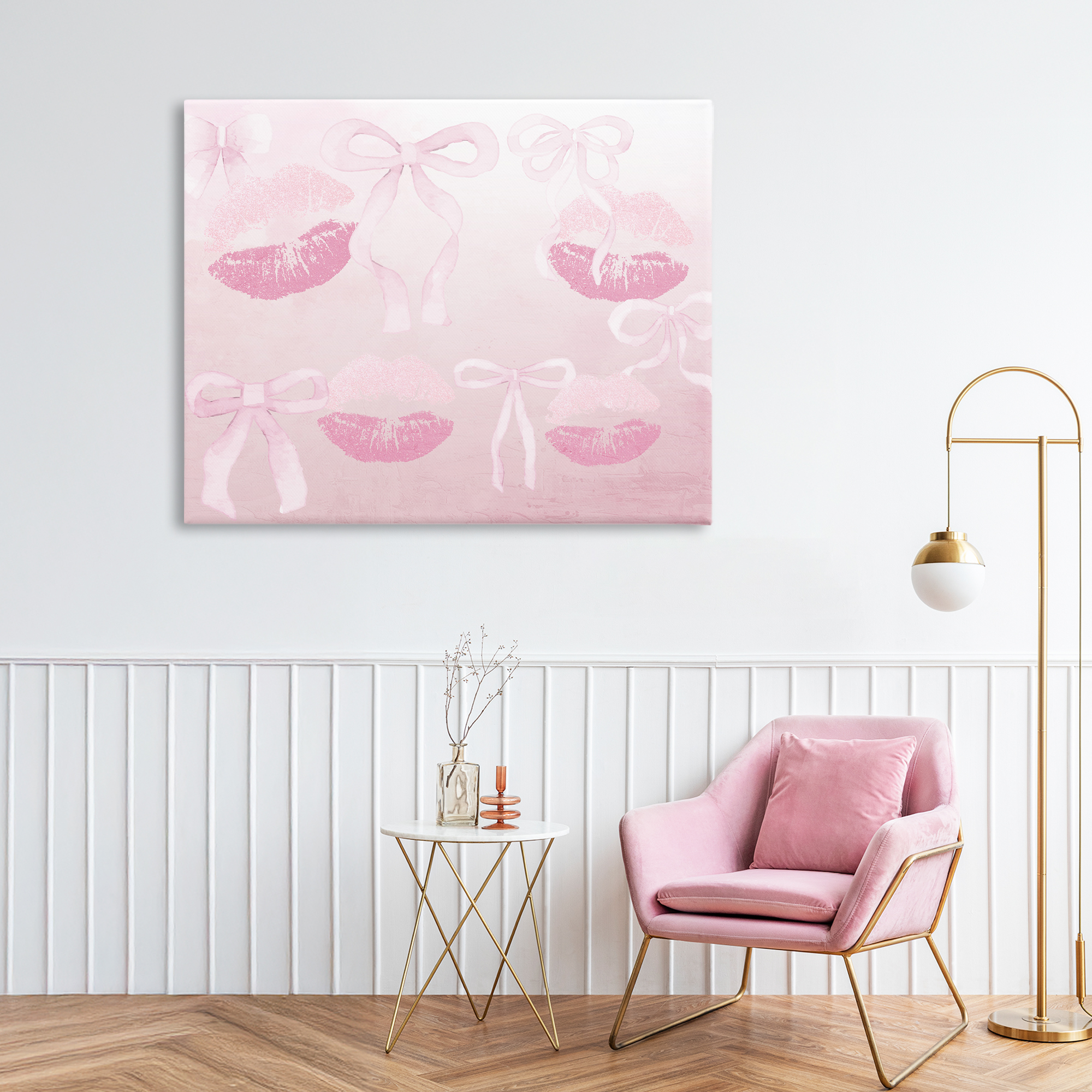 Dreamy Bows & Lips Canvas Wall Art, design by Kim Allen