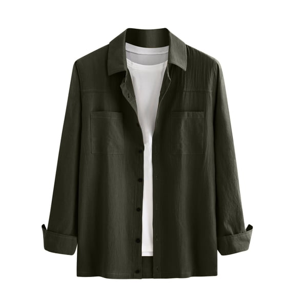 Winter Savings Clearance!YANHAIGONG Clearance New Long-sleeved Shirt Lapel Plus Business Men's Long Sleeve Turndown Collar Blouse & Shirt Autumn Long Sleeve Top for Man Fashion Deals