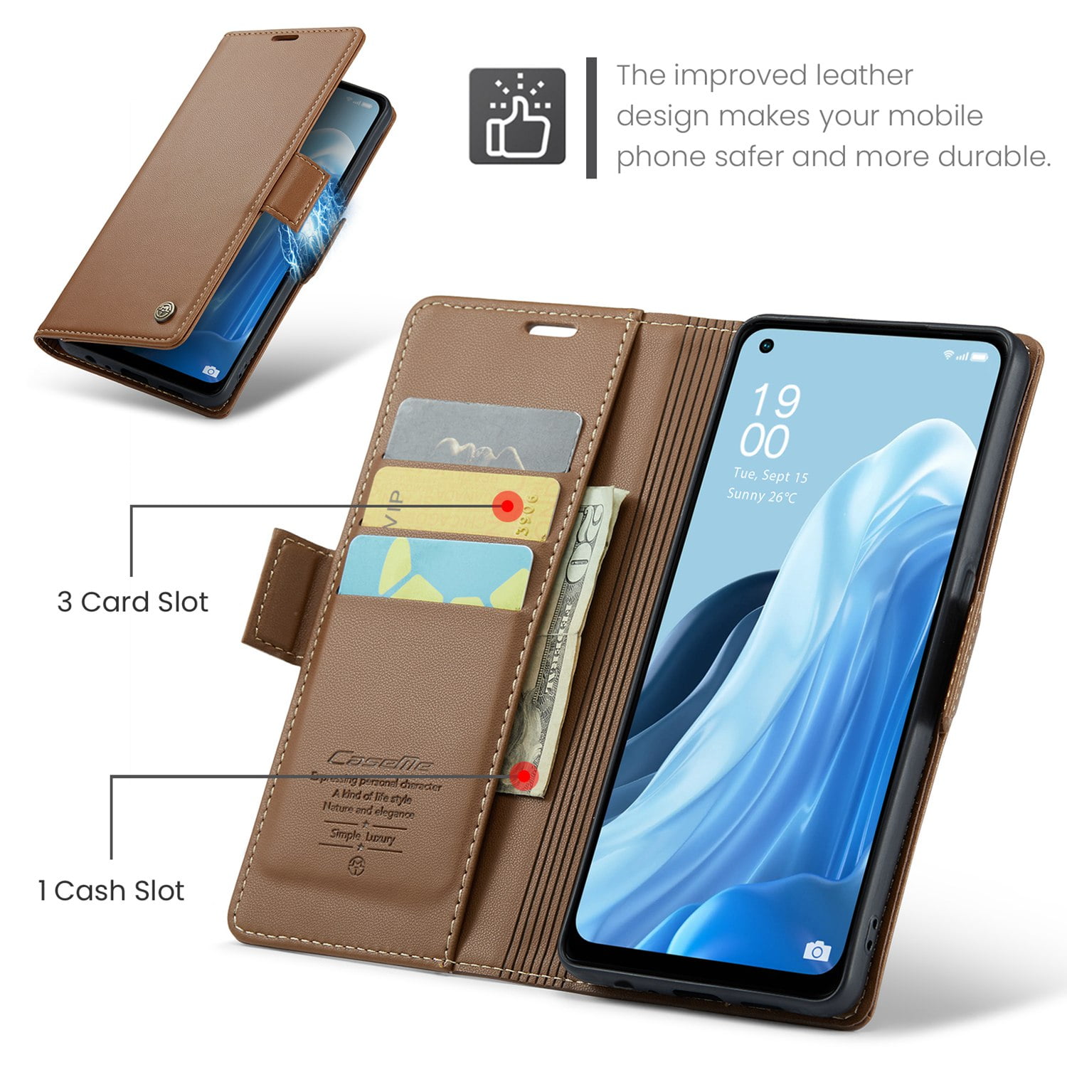 ETFAST Leather Phone Case Wallet With Card Holder Zipper For OPPO Reno 8 4G High Quality Leather Phone Case