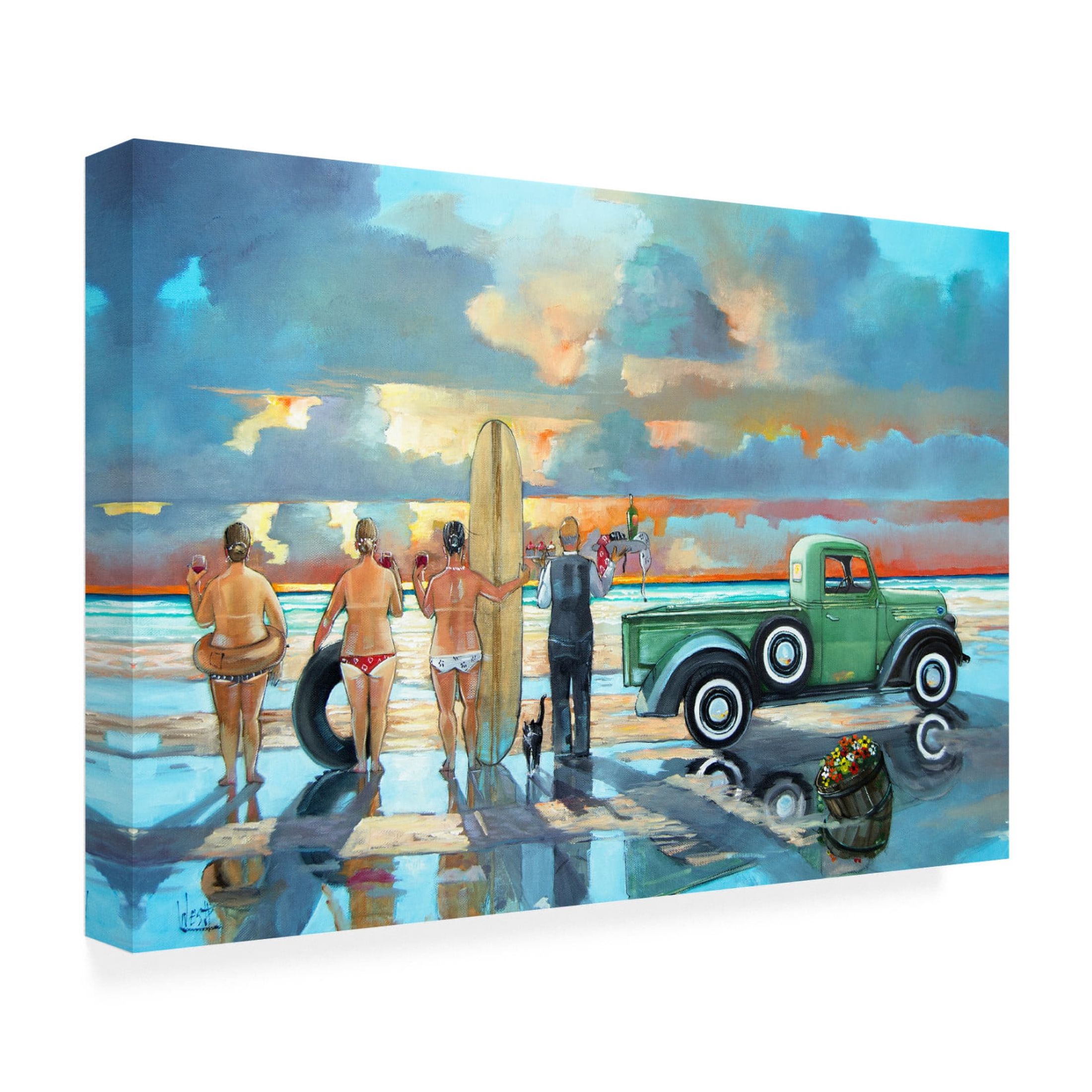 Canvas Wall Art - Ronald West 'Sundowner' Wall Art for Living Room, Bedroom, or Office Décor by Trademark Fine Art - 19 x 12 Inches