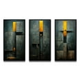 thumbnail image 2 of Designart "Indigo Stairway Minimal Grace IV" Modern Geometric Framed Wall Art Set Of 3 - Gold Abstract Geometric Frame Gallery Wall Set For Home Decor, 2 of 6
