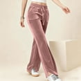 thumbnail image 7 of ABATAB Women's Velvet Pants Wide Leg Drawstring Elastic High Waisted Flare Yoga Pants Soft Casual Comfy Trousers with Pockets, 7 of 7