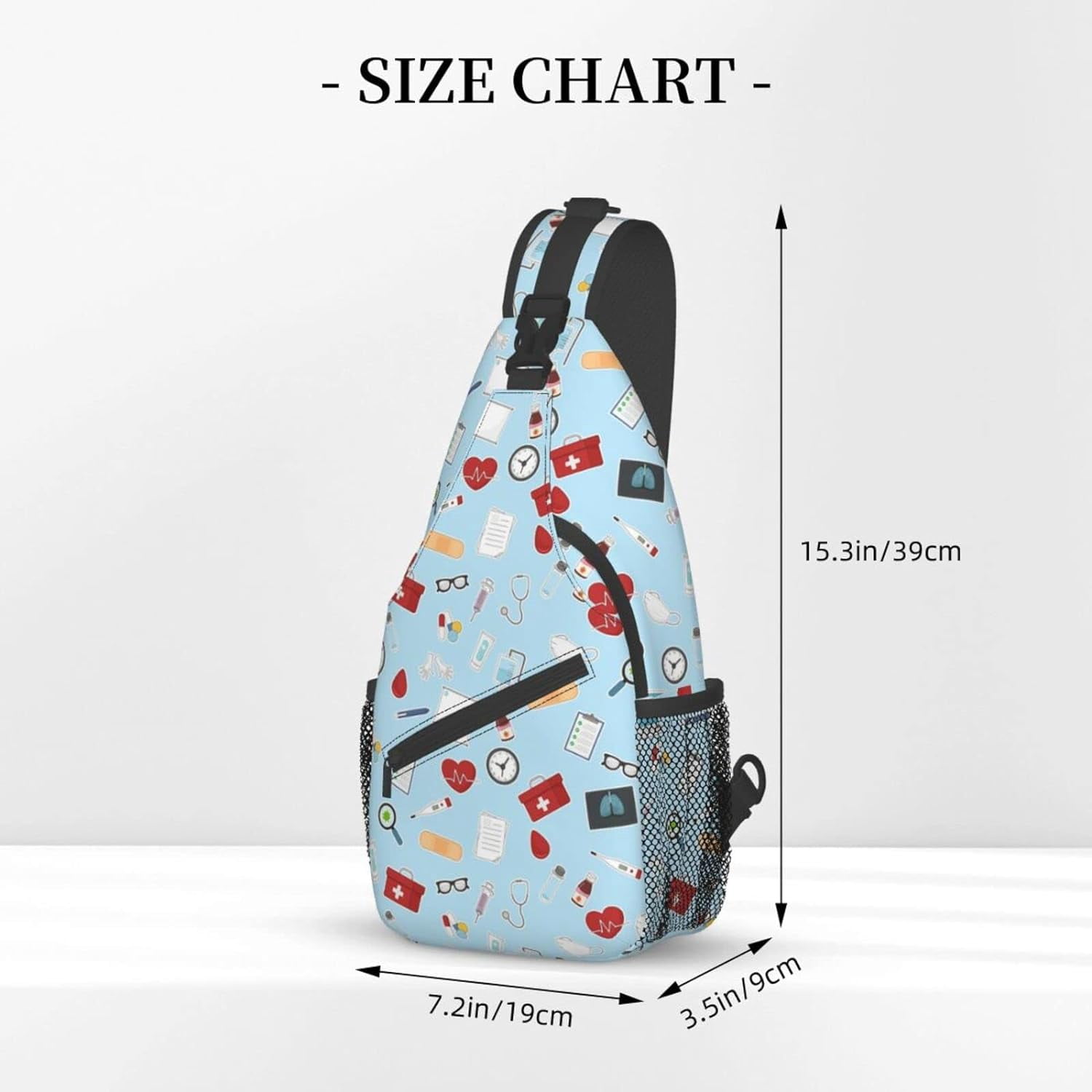 Nursing Theme Pattern Sling Bag Crossbody Hiking Travel Chest Bags Backpack Shoulder Daypack for Women Men