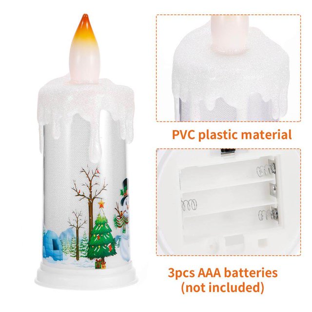 Maoww Simulation Candle Lamp with Snowman/Santa Clause Patterns Electric Simulation Modeling Candle Light Battery Powered Atmosphere LED Lamp for Festival Christmas