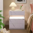 thumbnail image 4 of Night Stand Set 2 LED Nightstands for Bedroom Set of 2 Modern Bedside Table with 3 Drawers End Side Table, 4 of 16
