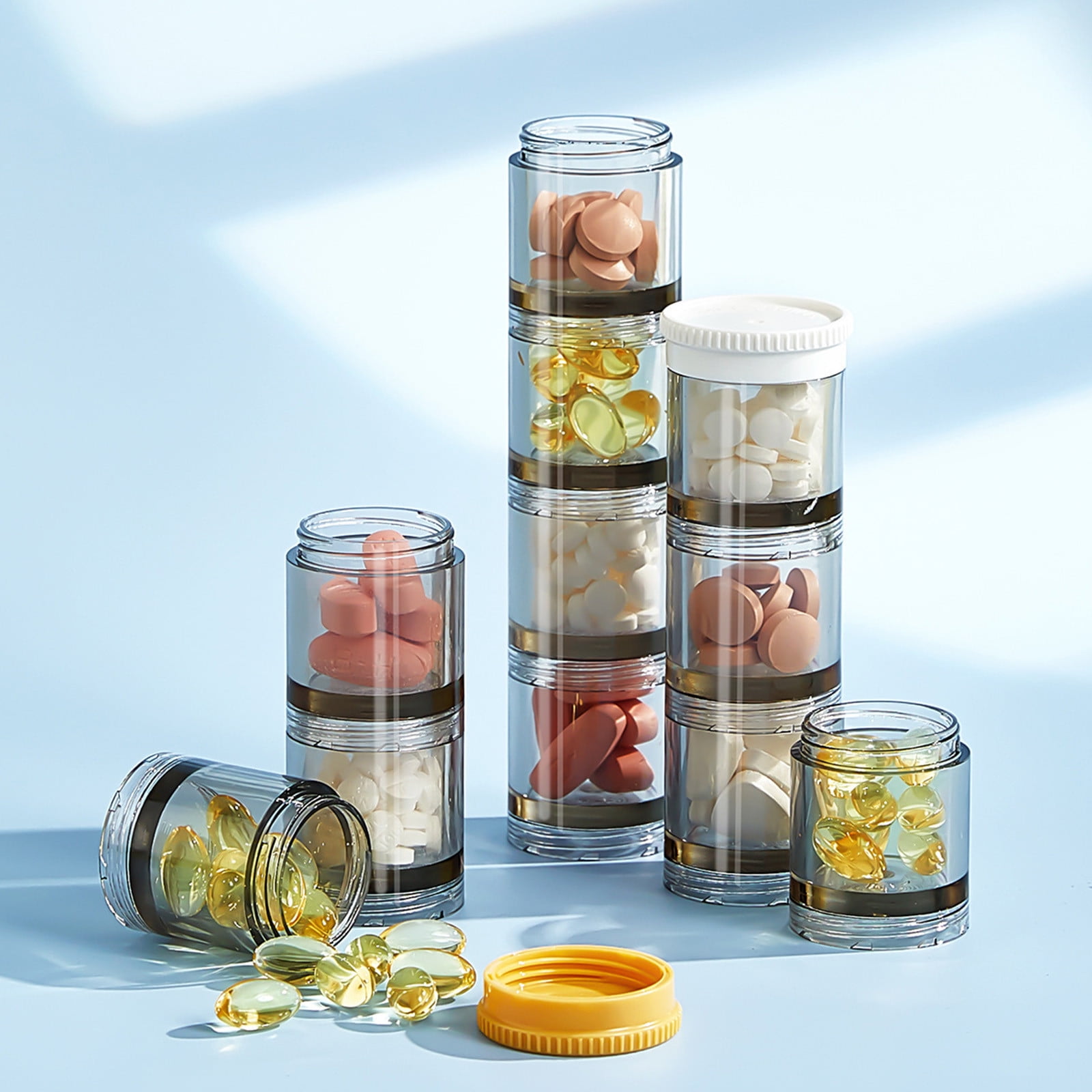 CSSAD Weekly Pill Organizer 3 Times a Day, Large Travel Pill Box 7 Day, Portable Tube Pill Box for Purse with Storage Bag to Hold Vitamins, Medications, Fish Oils, Supplements