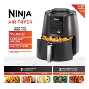 Ninja 4-Qt Air Fryer, 3 Functions, Air Fry, Reheat, and Dehydrate, Dishwasher Safe, Non-Stick, AF100WM Black