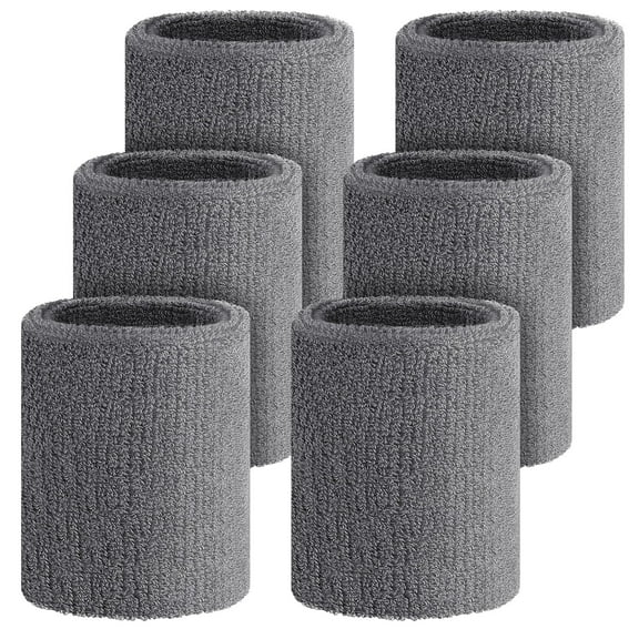 6 Pcs 4 Inch Cotton Sport Wristbands - Tennis, Basketball,For Grips, Gymnastics, Workout - Unisex Fitness
