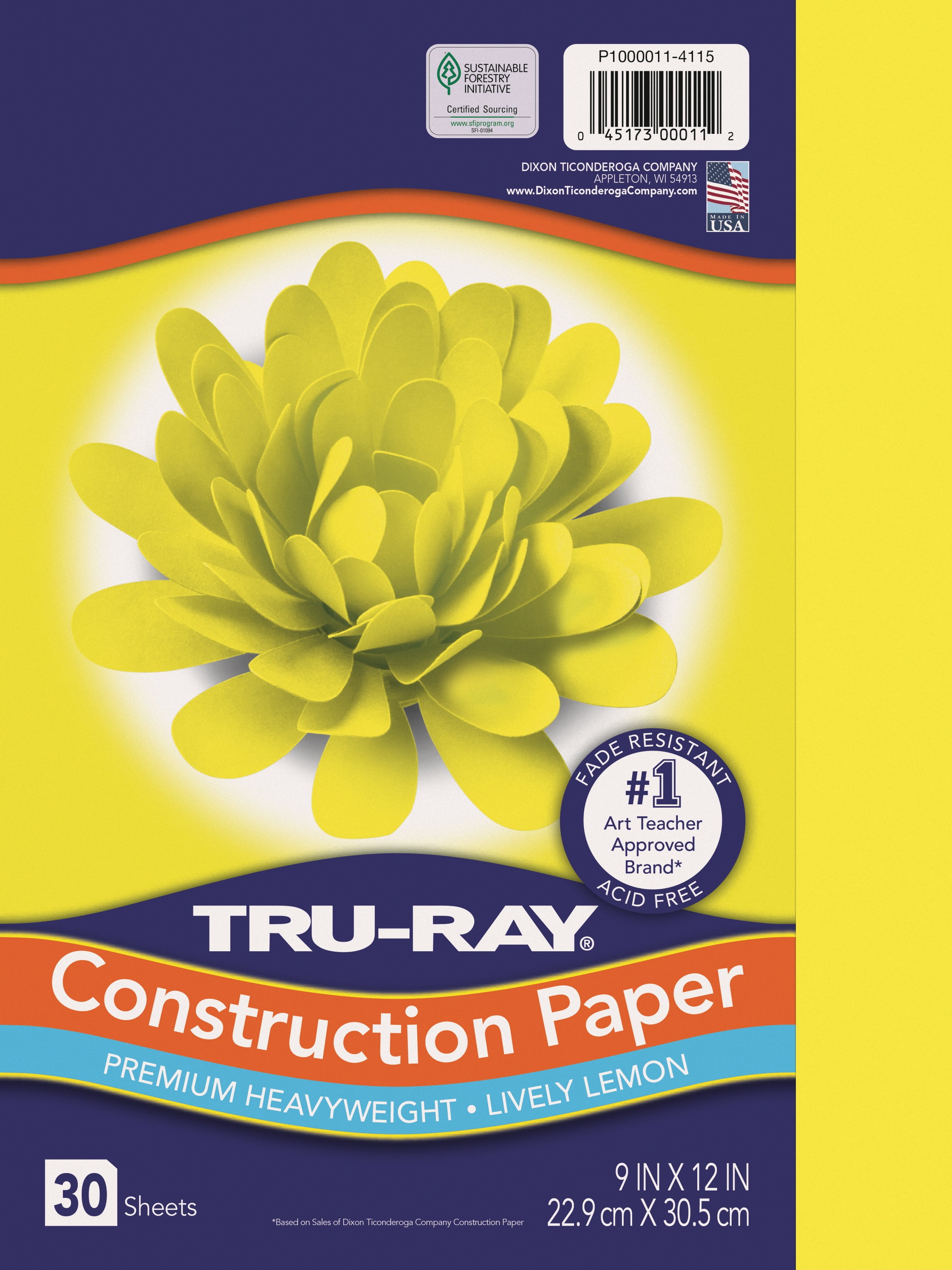 Tru-Ray Heavyweight Construction Paper Lively Lemon 50 Sheets 9 x 12