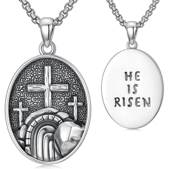 SISGEM Empty Tomb Necklace 925 Sterling Silver Christian Empty Tomb Pendant Religious Amulet Jewelry Gift for Men Women