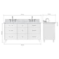 thumbnail image 2 of Ariel Monroe 67 Inch Double Oval Sink Bathroom Vanity With Italian Carrara Marble Countertop 1.5 inch Edge In White, 2 of 7