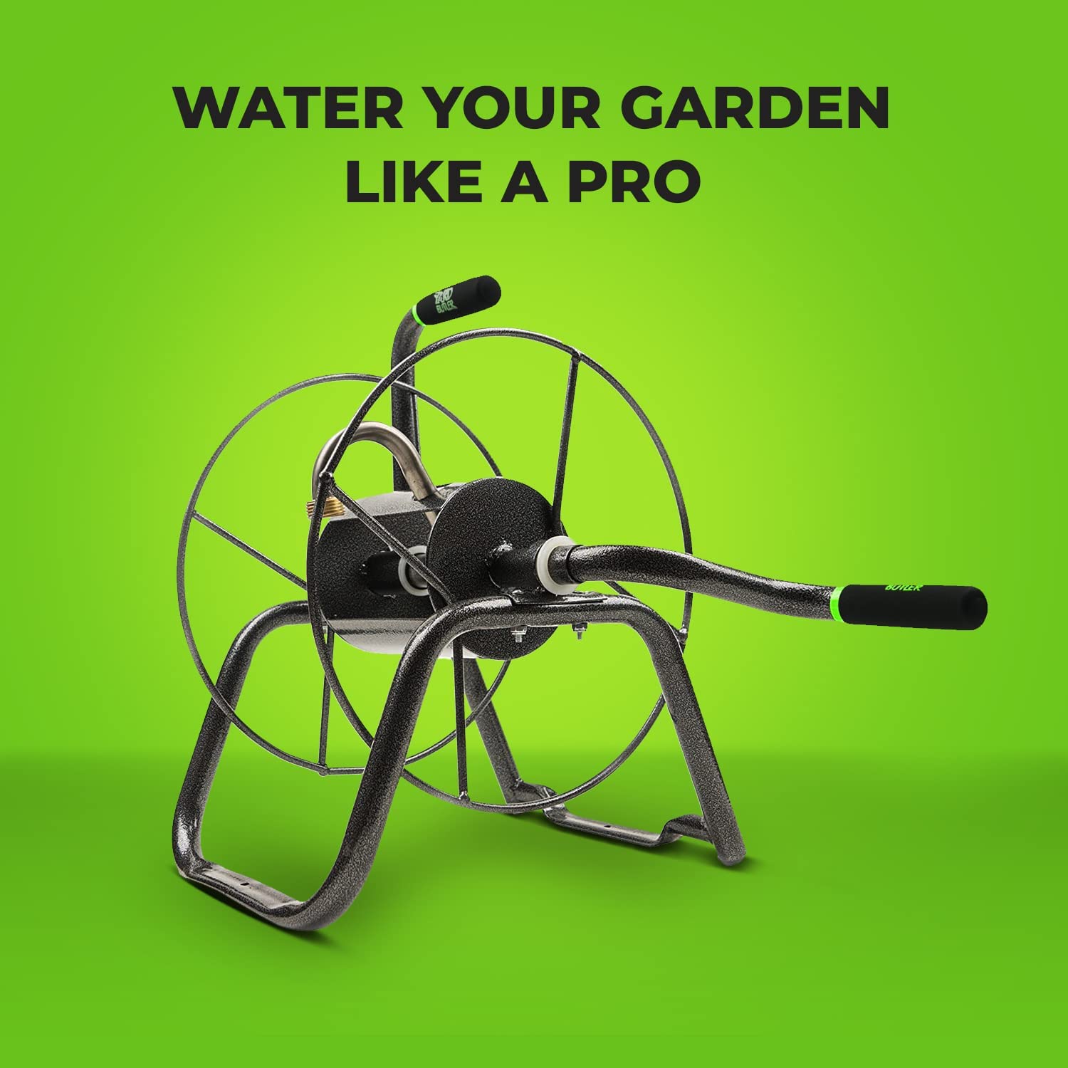 Yard Butler Handy Reel Easy Winding Heavy Duty Metal Garden 75’ Water Hose Reel Low Profile Portable Ground Or Wall Mount– IHR-1SLV Hammered Silver Vein