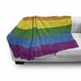 thumbnail image 3 of Pride Soft Flannel Fleece Throw Blanket, Horizontal Rainbow Colored Flag of Gay Parade Freedom Equality Love Passion Theme, Cozy Plush for Indoor and Outdoor Use, 50" x 60", Multicolor, by Ambesonne, 3 of 6