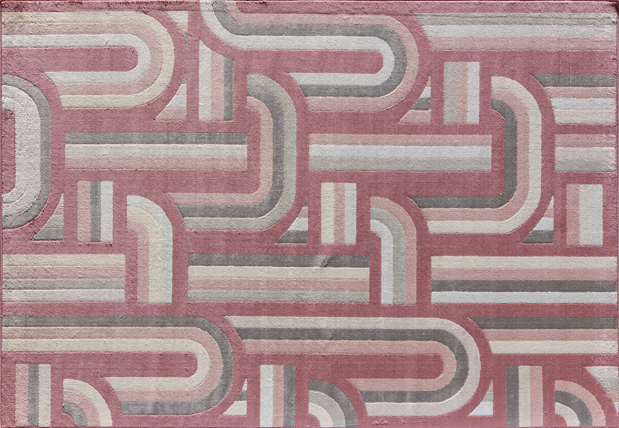 Elizabeth Sutton VE15D At First Blush Geometric Modern Burgundy Area Rug, 2'0" x 4'0"