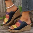 thumbnail image 6 of Women's New Summer Large Size Mixed Color Muffin Fish Mouth Wedge Sandals Summer Sandals Black 41, 6 of 8
