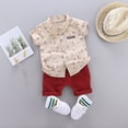 thumbnail image 5 of Ketyyh-chn99 Shorts Sets for Baby Boys Toddler Boy Summer Outfits Short Sleeve Patchwork Top T-Shirt Pant Set 2 Piece Khaki,12-18 Months, 5 of 5