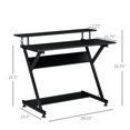 thumbnail image 3 of HOMCOM 39" Compact Computer Desk, Industrial Z-Shaped Writing Desk with Monitor Shelf and Storage, Workstation for Home Office, Black, 3 of 9