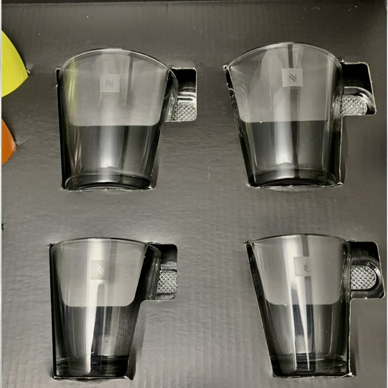 Set of 4: Nespresso Espresso Cup Set Cups w/Plates/Saucers Glass Duo/Lungo  