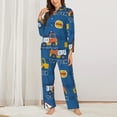 thumbnail image 2 of Daiia Construction Vehicles for Women's Long-Sleeved Pajama Set – Soft & Comfortable Sleepwear Button-Up Pajamas Cozy Lounge Wear-Small, 2 of 7