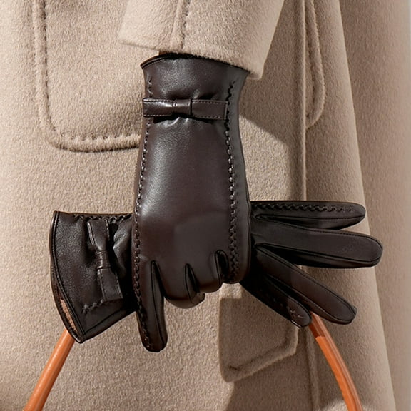 Ladies' 2024 Autumn And Winter Solid Color Versatile Windproof And Thick Cold Leather Gloves Gloves Mittens Women Cold Weather Gloves Mittens for Women Cold Weather Gloves Mittens Toddler Gloves