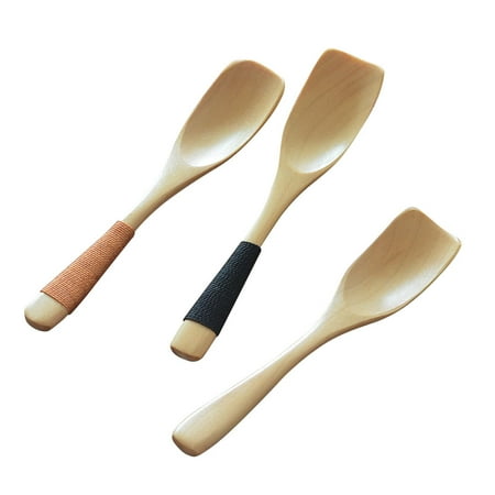 

Wooden Spoons 3pcs Wood Spoons with Tied Line on Handle Stirring Soup Spoon Jam Spoon Tableware for Home (3 Pattern)