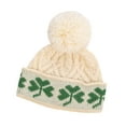 thumbnail image 4 of SAOL Aran Irish Shamrock Pom Pom Hat 100% Premium Merino Wool Warm Women`s Knitted Cap from Ireland, 4 of 4