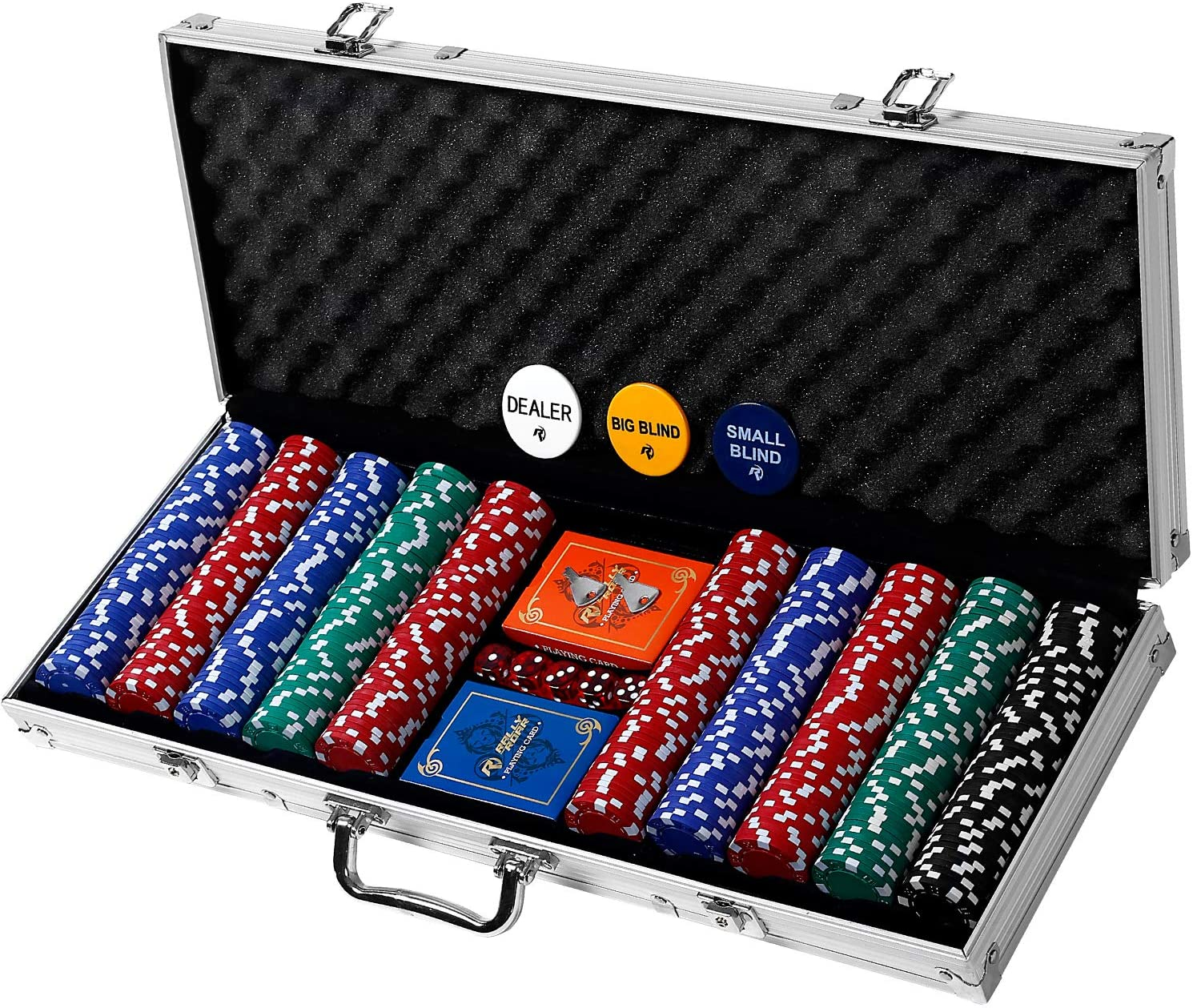 Rally Roar Professional 0 300 Or 500 Chips 11 5g Poker Set With Case 3 Options Complete Poker Playing Game Sets With Casino Style Chips Cards Dice Aluminum Color Case Keys Walmart Com