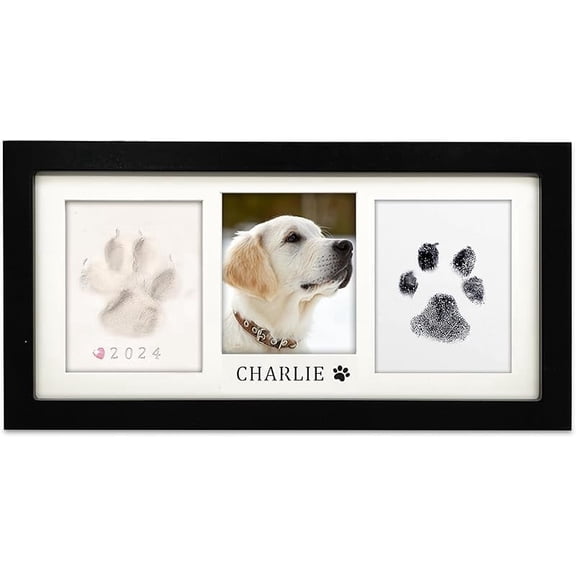 Zeokiar Paw Print Frame Kit,Dog/Cat Paw Print Kit,Soft Pawprint Clay&Clean Touch Ink Pad,Pet Paw Print Impression Kit with Customization Tool,Wooden Pet Memorial Frame,DIY Dog Lover Gifts
