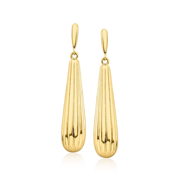 Ross-Simons 18kt Gold Over Sterling Ridged Teardrop Earrings, Women's, Adult