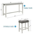 thumbnail image 3 of Tcbosik 4-Piece Counter Height Bar Table Set, 59" Dining Table with Charging Station, 3 Padded Stools, Pub Table Set for Living Room, Kitchen, Space Saving, Grey & White, 3 of 11