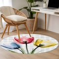 thumbnail image 5 of Colorful Tulips Round Area&nbsp;Rug 3ft Blue Red Yellow Floral Non-Slip&nbsp;Washable Circle Rugs Soft Felt Indoor Floor Mat for Bedroom Kitchen Living Room Bathroom, 5 of 9