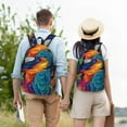 thumbnail image 5 of Naloa Vibrant Rainbow Parrot Fantasy Canvas Backpack for Men Women Rucksack Casual Travel Daypack College Tote Satchel Bookbag for Teens-Medium, 5 of 7
