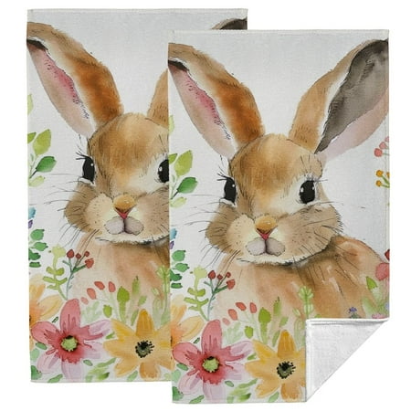 

Nawy Bunny Flowers Wreath Funny Kitchen Towels 27.5x16in 2-Pack 27.5*16in