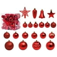 thumbnail image 2 of 45-Pack Shatterproof Christmas Ornament Set with Tree Topper Star - Assorted Painted Plastic Hanging Decor for Xmas Tree & Holiday Home Decoration (Kid & Pet Safe) Red, 2 of 9