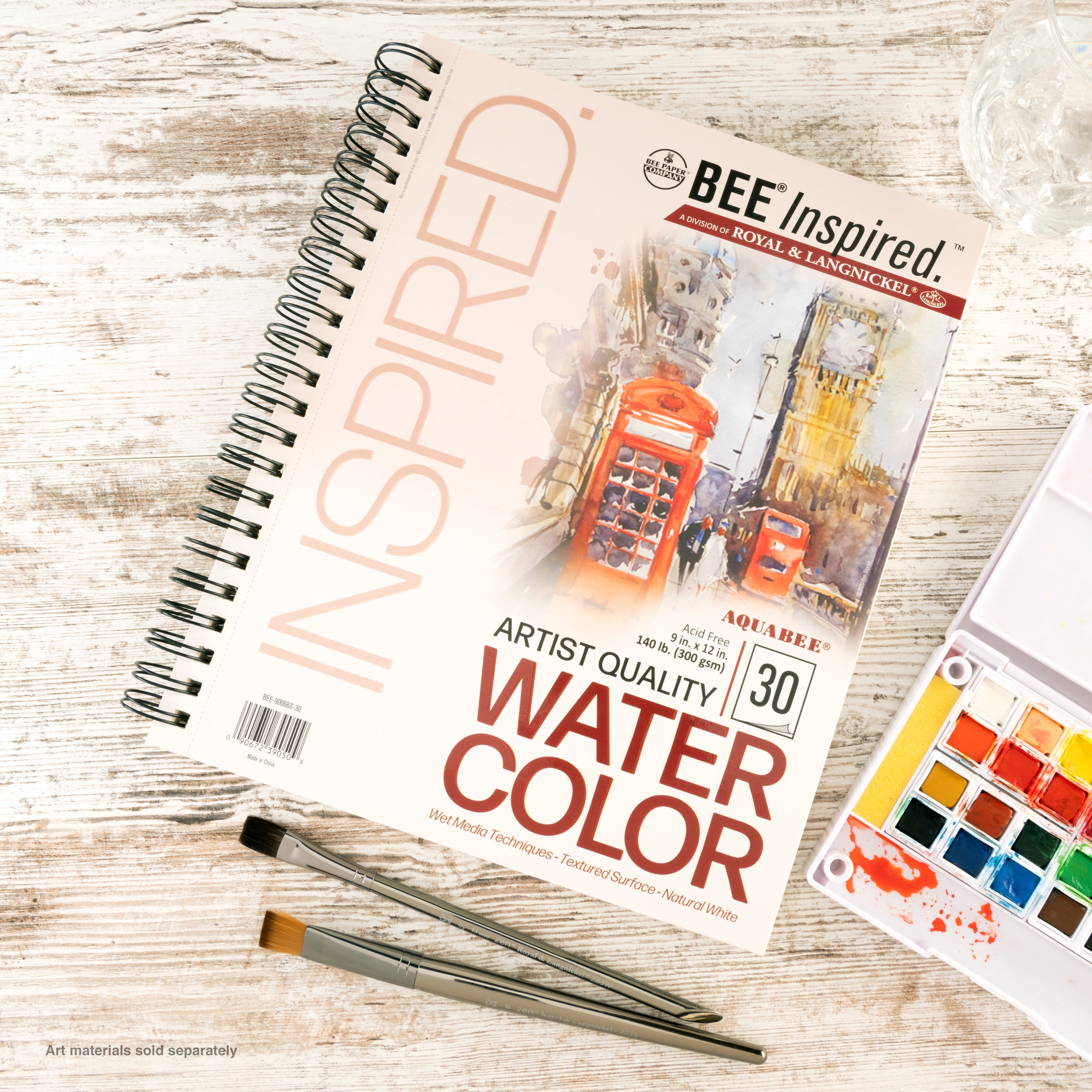 Bee Paper - Bee Inspired 9"x12" Watercolor Paper Pad, 30 Sheets, Side Wire, 140lb. 300GSM