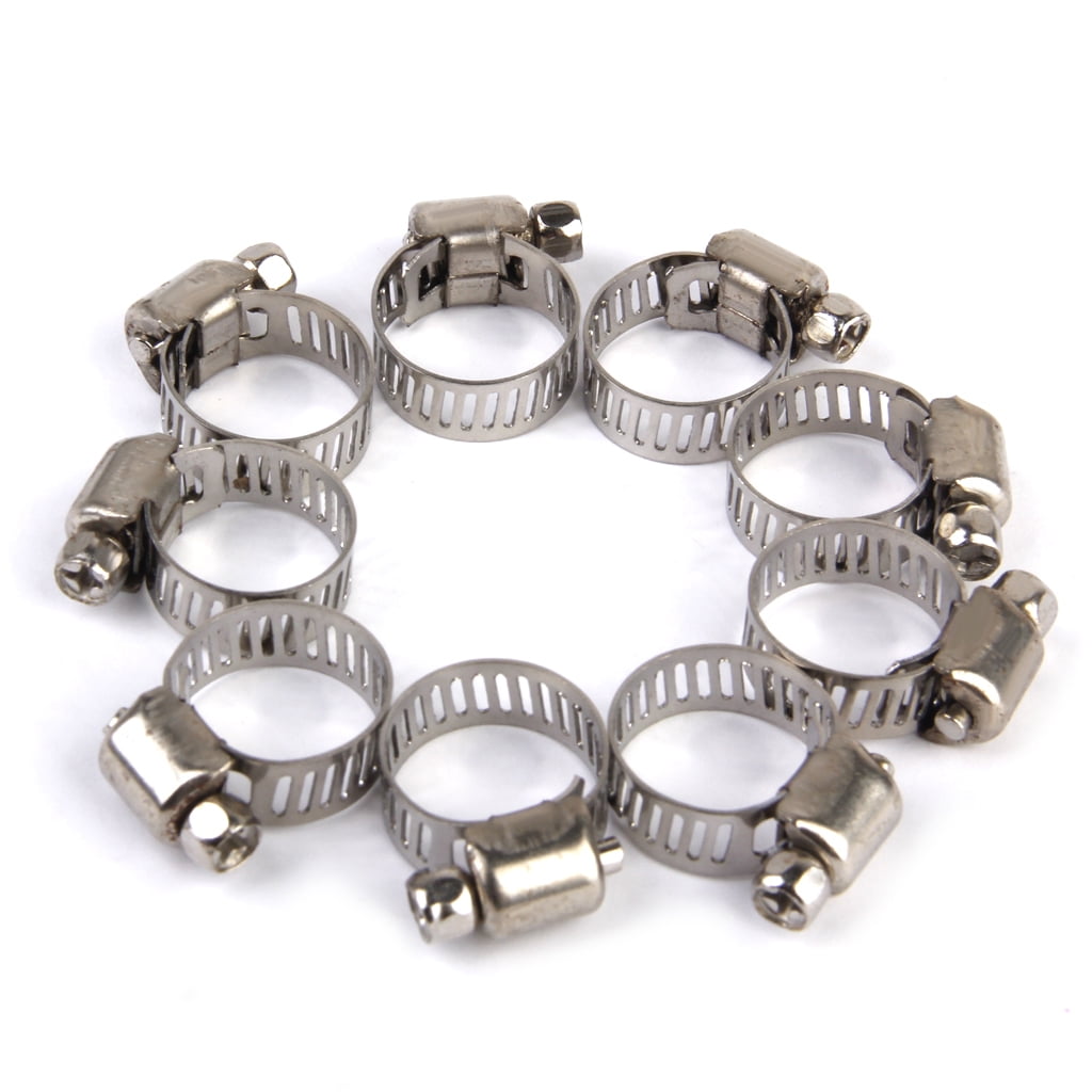 10pcs/Lot Clamps Adjustable Hose Clamp Screw Hose Clamps Fuel Pipe Clips For 